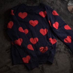 GapKids | Navy Blue & Red Kid’s Heart Sweater | Size Xtra Large (12)